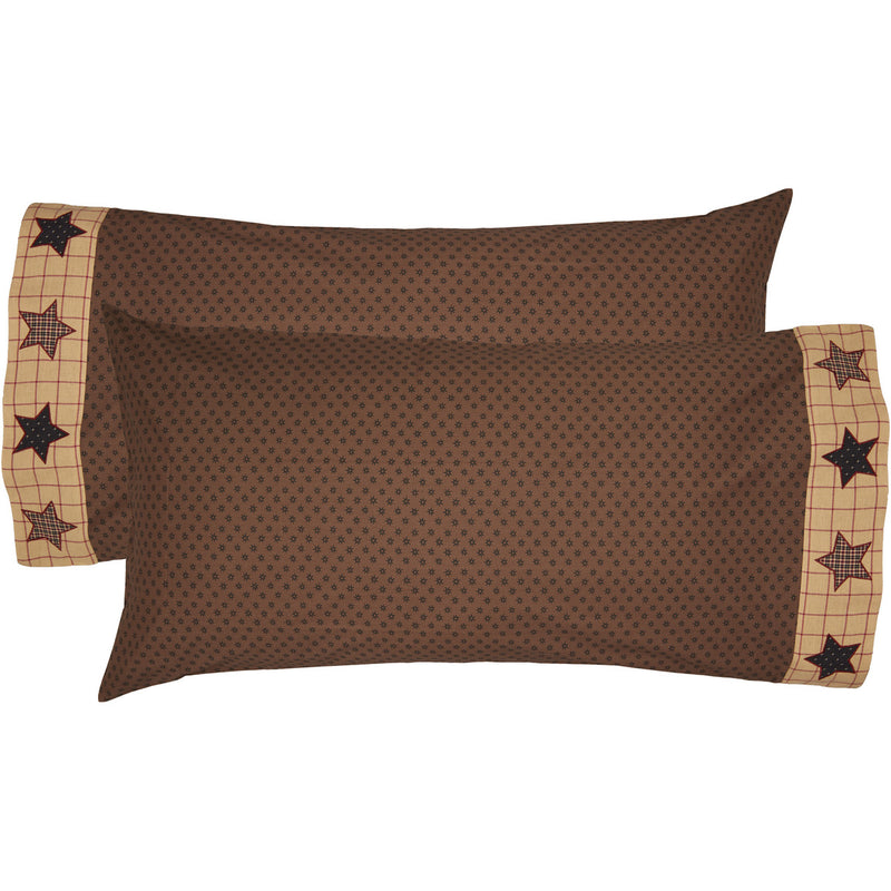 Malta King Pillow Case - Barn Red/Chocolate Brown - Set of 2