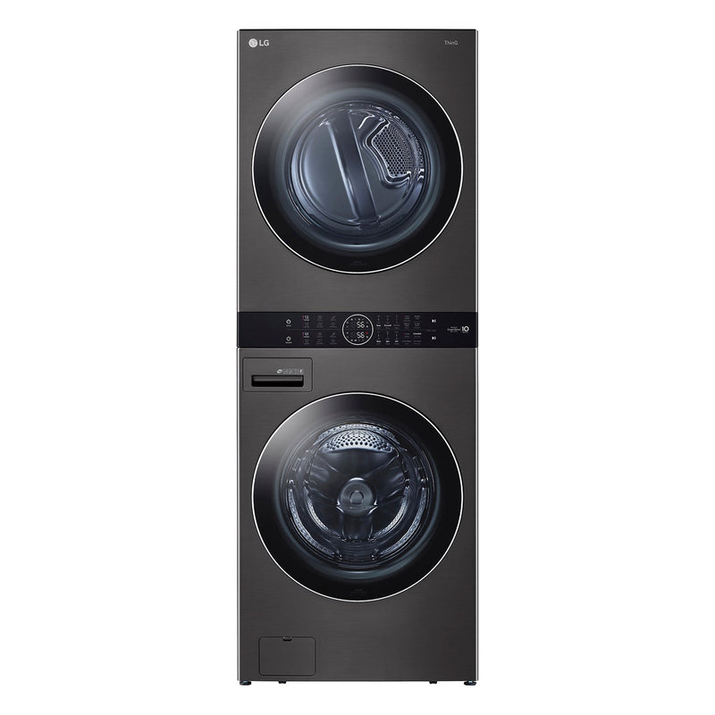 LG Black Steel Front Load LG WashTower™ with Centre Control™ 5.2 Cu. Ft. Steam Washer and 7.4 Cu. Ft. Electric Steam Dryer - WKEX200HBA