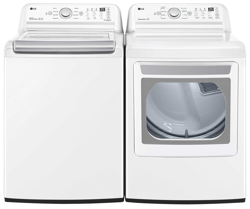 LG White Top-Load Washer (5.8 cu. ft.) & Electric Dryer (7.3 cu. Ft.) - WT7150CW/DLE7150W