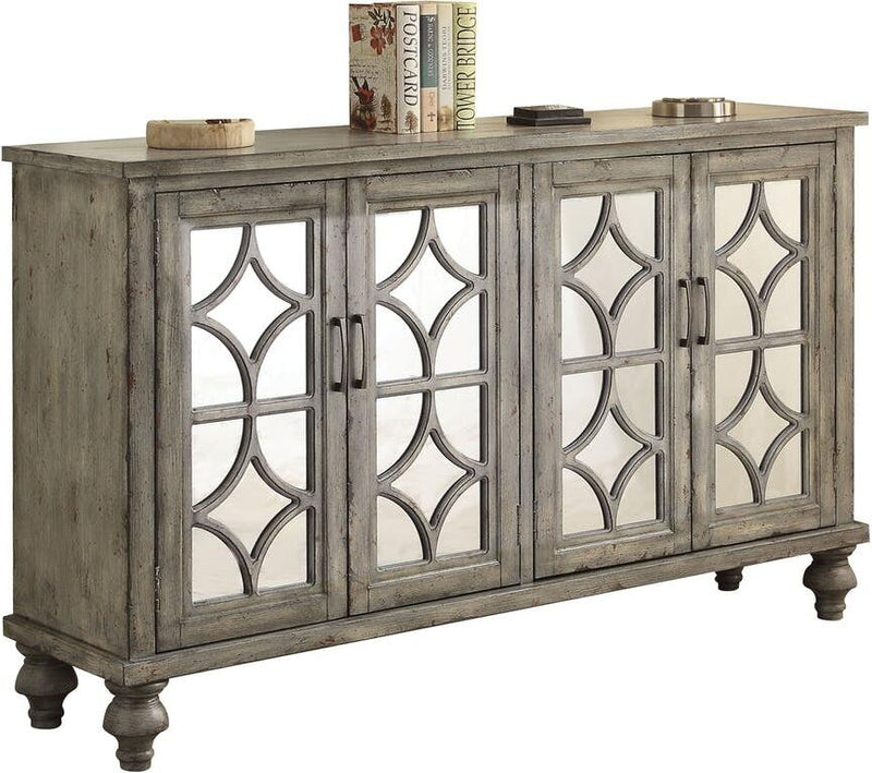 Klisa Console Table with Four Doors - Weathered Grey