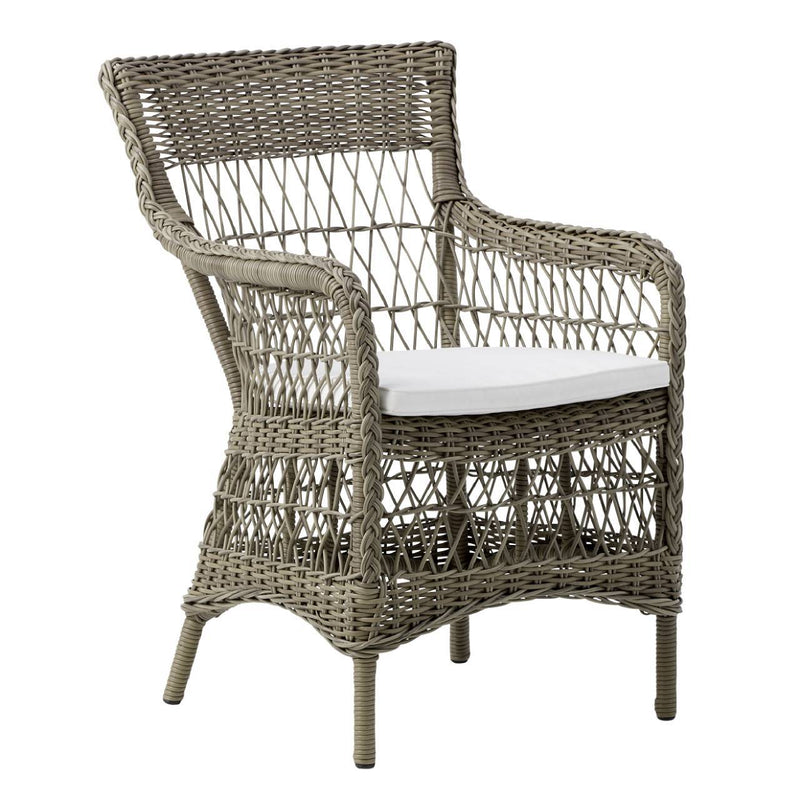 Mervat Outdoor Arm Chair - Light Brown/White