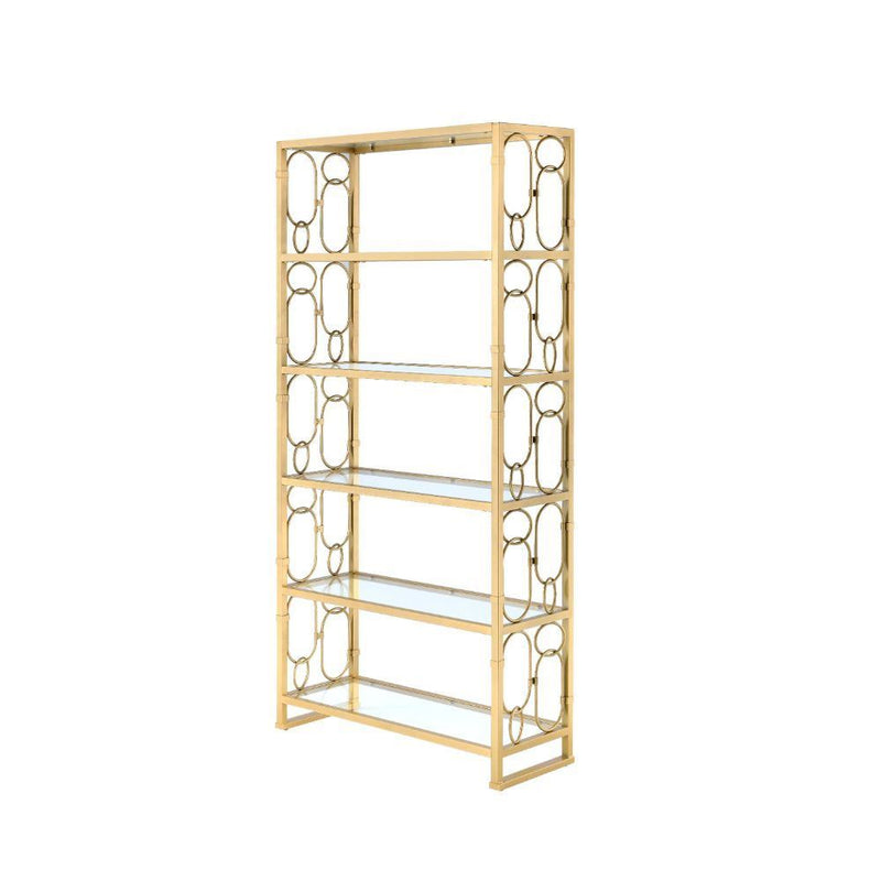 Avenal - III Bookshelf - Gold and Clear Glass