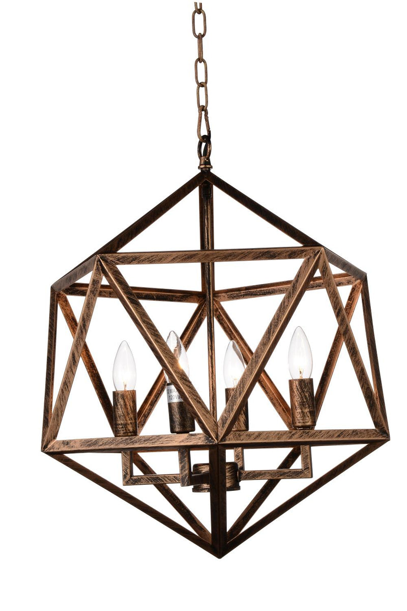 Amazon 3 Light Pendant Light - Antique forged copper