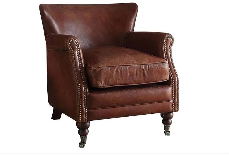 Lavish Leather Accent Chair - Vintage Dark Brown