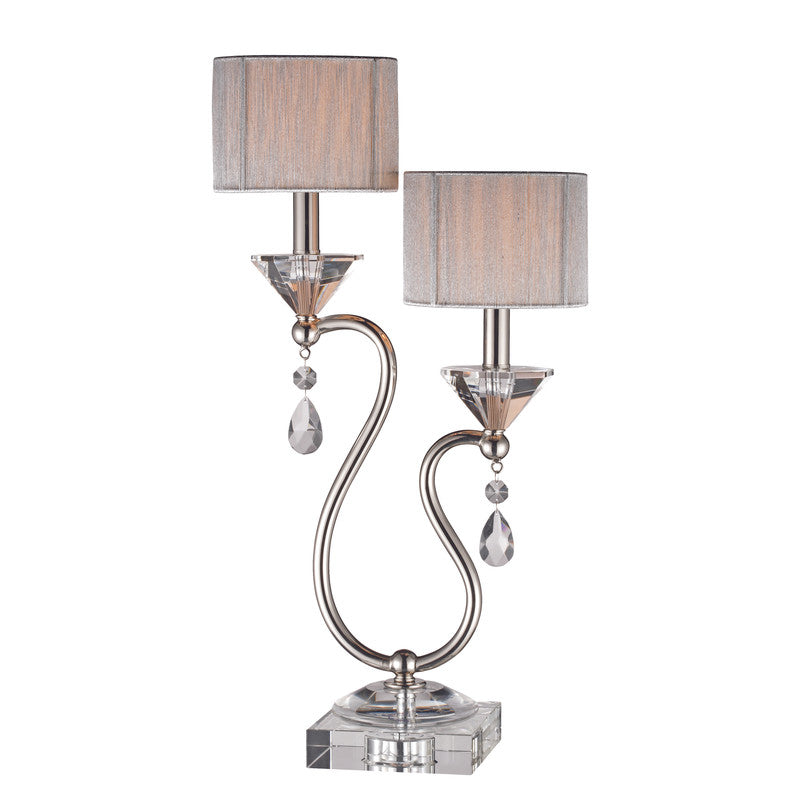 Bellefair 2-Light Table Lamp - Polished Nickel/Taupe
