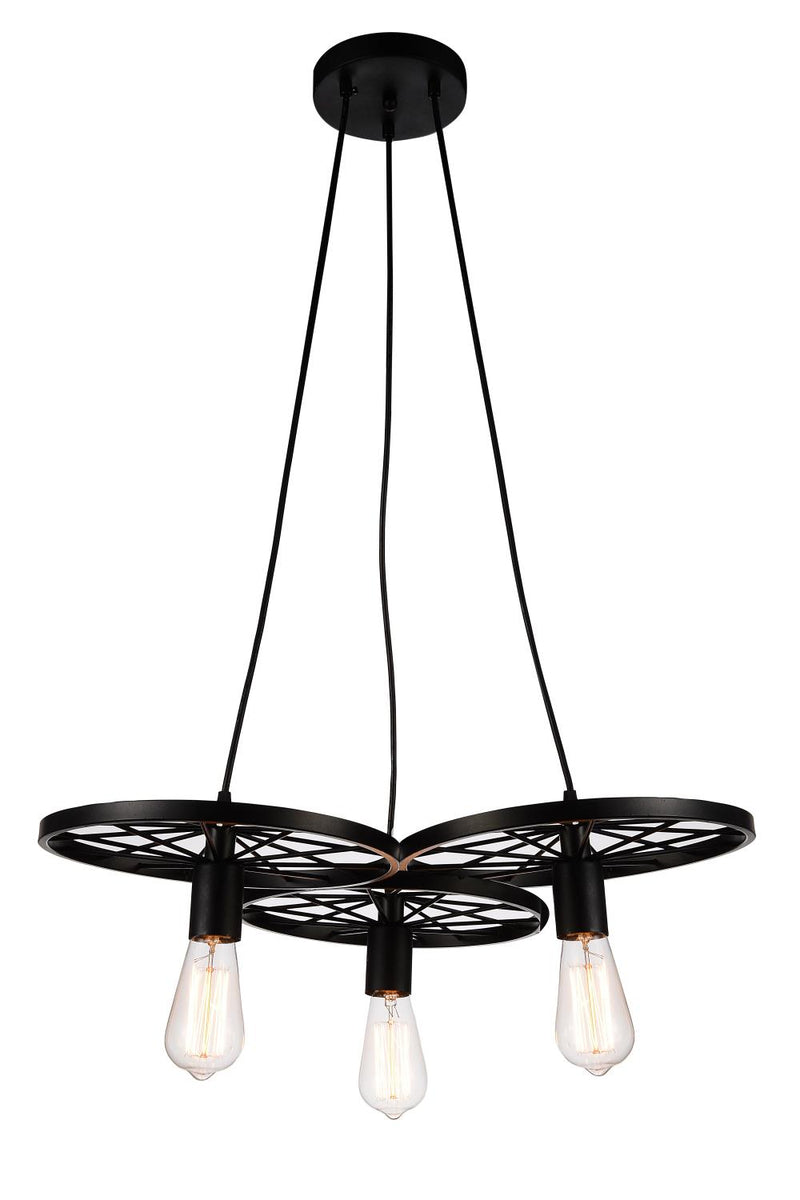 Ravi 3 Light Chandelier - Black