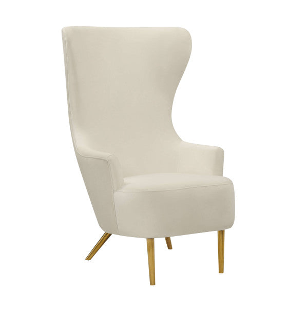 Elray Velvet Wingback Accent Chair - Cream