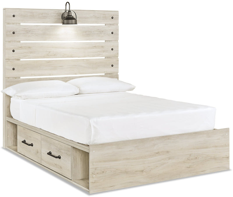 Naylon Full Side Storage Bed - White