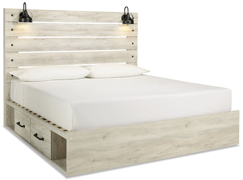 Naylon King Side Storage Bed - White