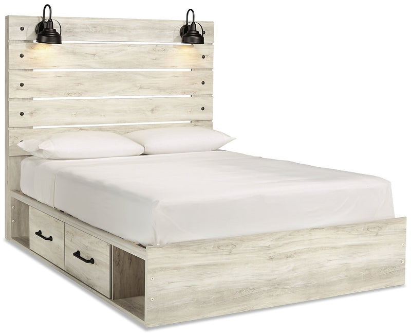 Naylon Queen Side Storage Bed - White