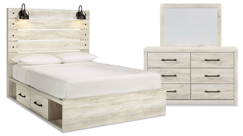 Naylon 5-Piece Queen Bedroom Set with Side Storage - White