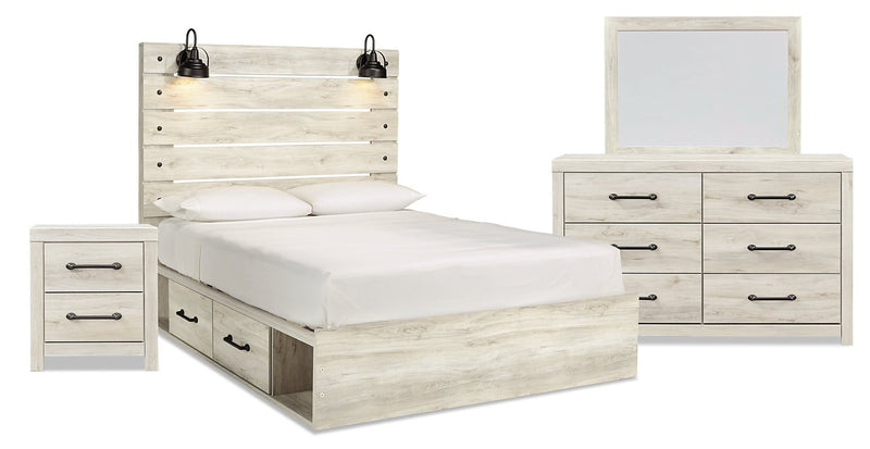 Naylon 6-Piece Queen Bedroom Set with Side Storage - White
