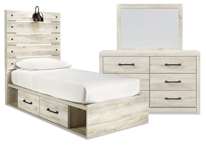 Naylon 5-Piece Twin Bedroom Set with Side Storage - White