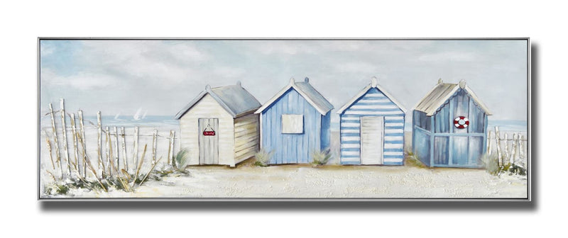 Cottage Row By The Sea Framed Wall Art - 20 x 60