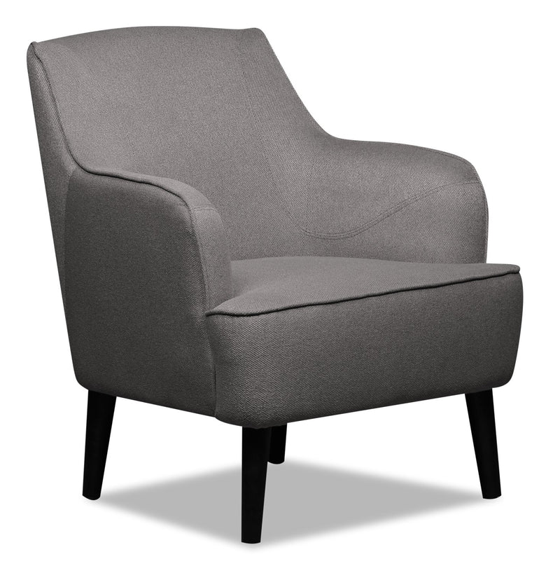 Utica Linen-Look Fabric Accent Chair - Dark Grey