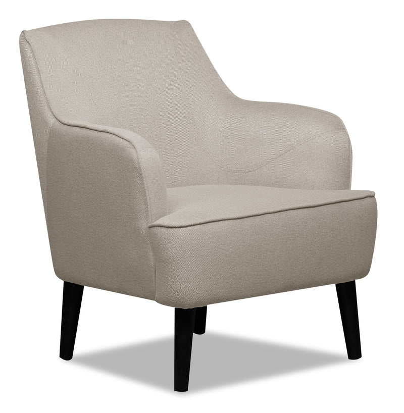 Utica Linen-Look Fabric Accent Chair - Light Grey