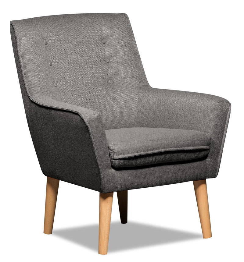 Wellsboro Linen-Look Fabric Accent Chair - Dark Grey