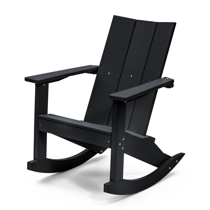 POLY LUMBER Stanhope Outdoor Adirondack Rocking Chair - Black