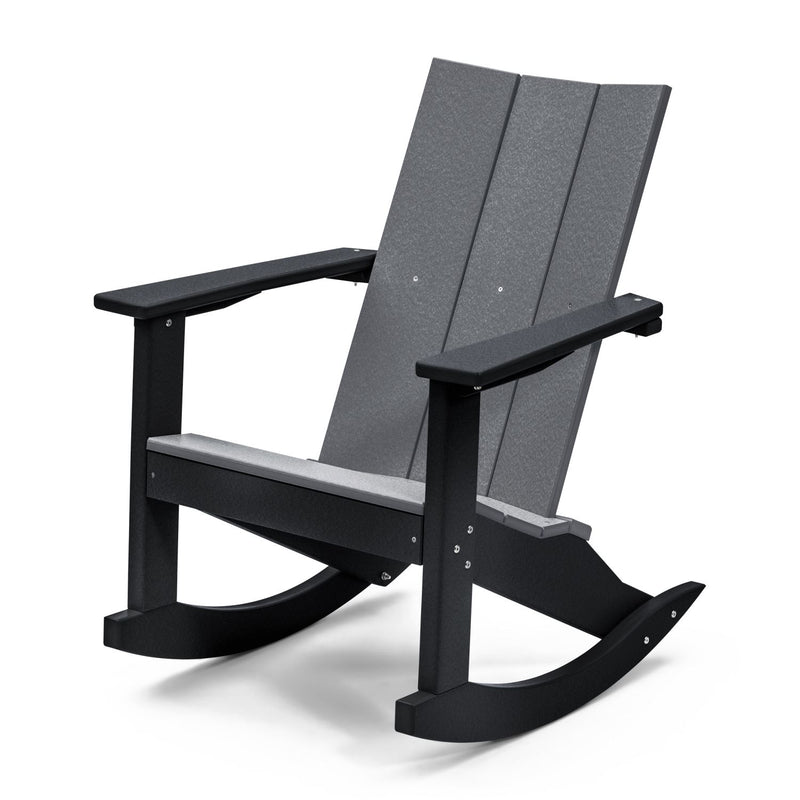 POLY LUMBER Stanhope Outdoor Adirondack Rocking Chair - Grey/Black