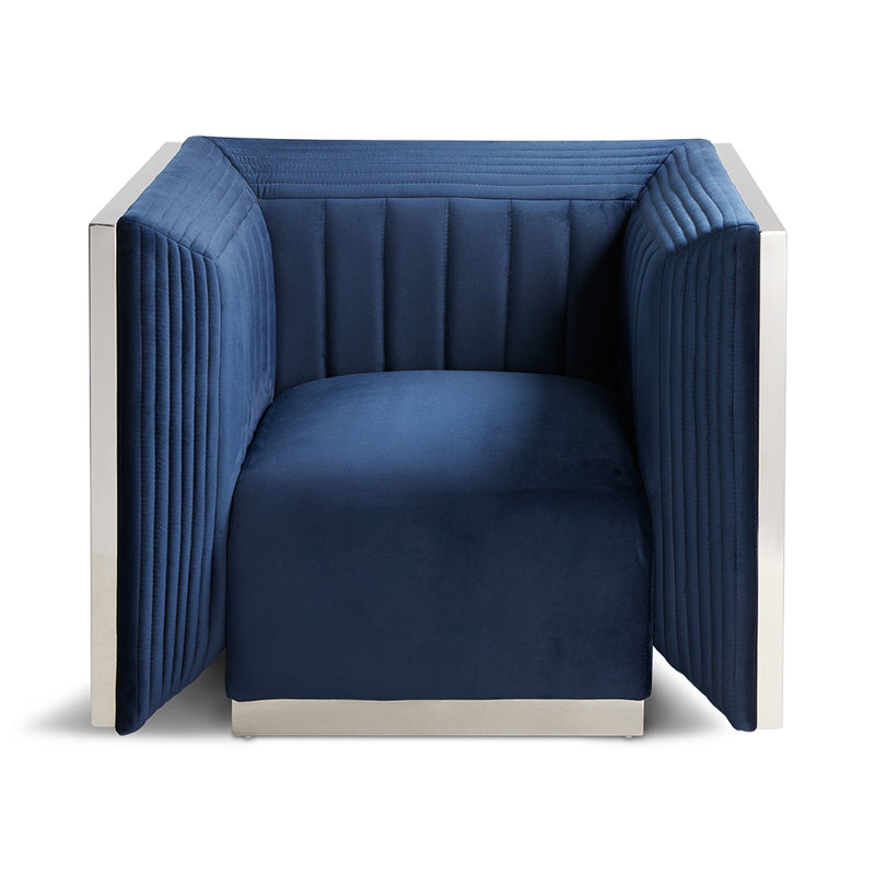 Mettewie Velvet Accent Chair - Blue