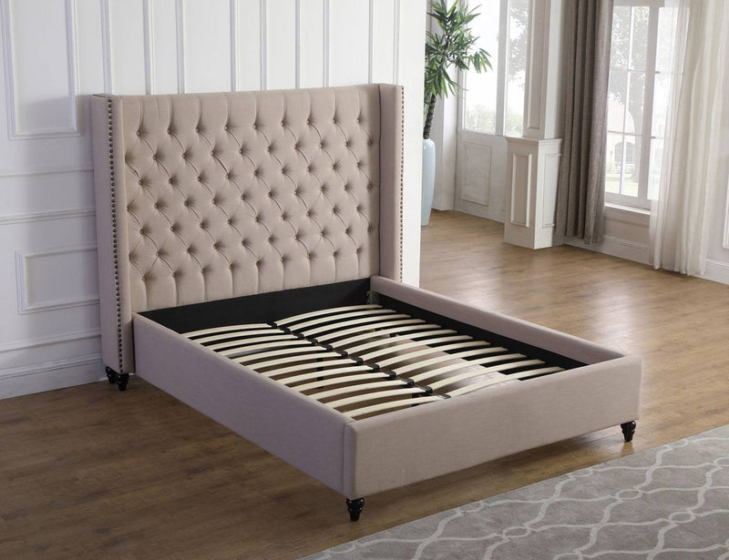 Niteroi Button Tufted King Platform Bed - Beige