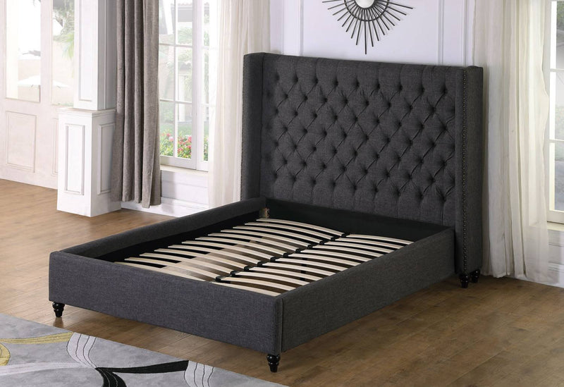 Niteroi Button Tufted Queen Platform Bed - Grey