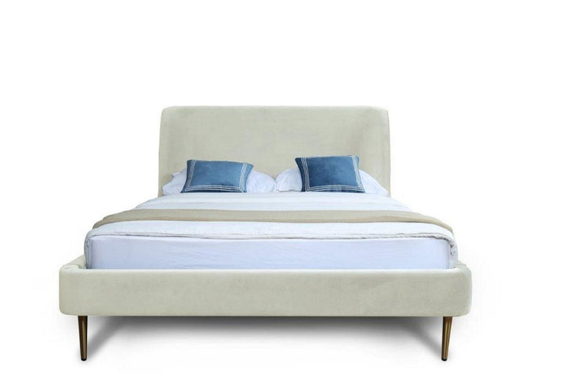 Stege Velvet Full Bed - Cream