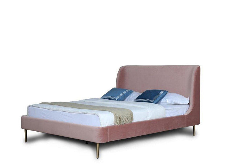 Stege Velvet Full Bed - Blush