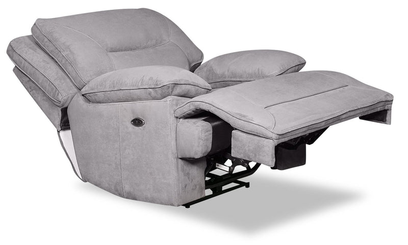 Gough Faux Suede Power Recliner - Grey