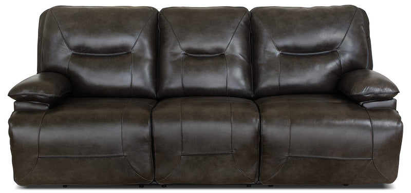 Vega Genuine Leather Power Reclining Sofa - Grey