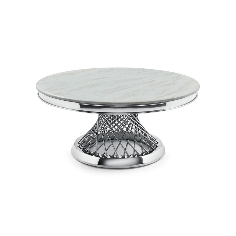 Wahis Marble Round Coffee Table - Silver