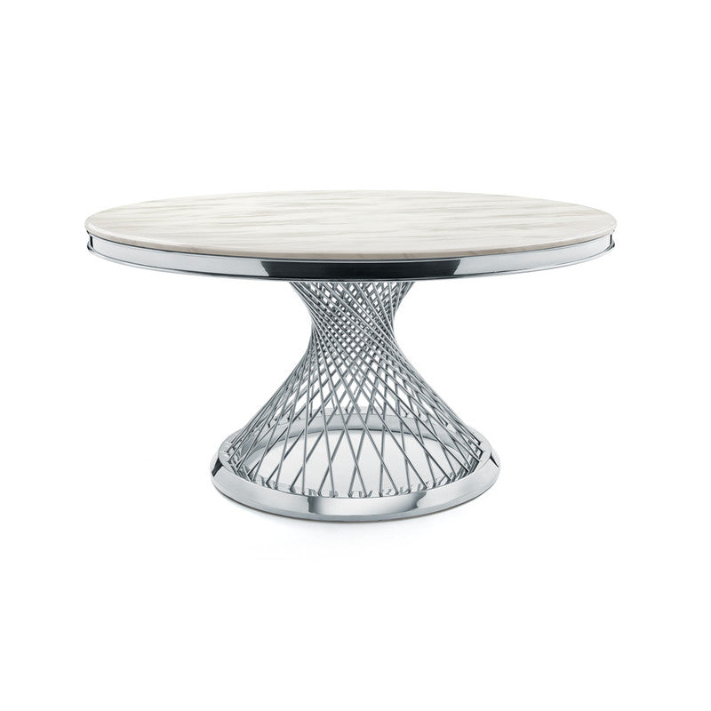 Wahis Marble Round Dining Table - Silver