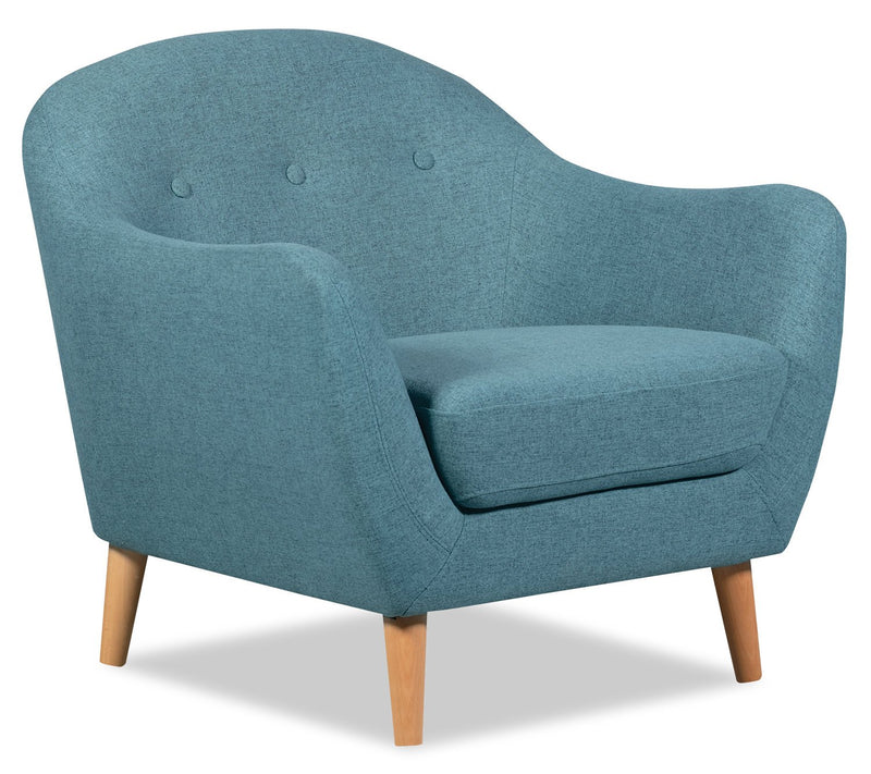 Mona Linen-Look Fabric Chair - Blue
