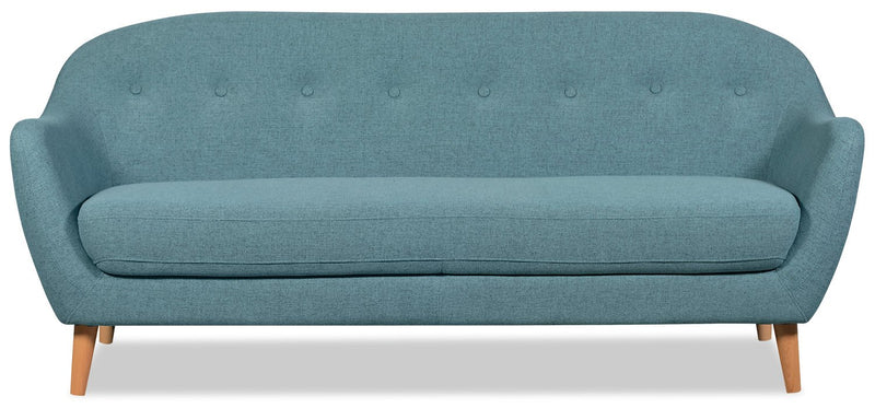 Mona Linen-Look Fabric Sofa - Blue