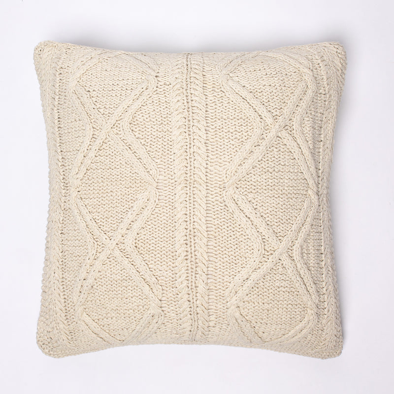Ostend Cable Knit Decorative Cushion -20 X 20 - Natural