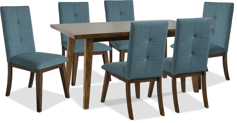 Walnut with Aqua Chairs