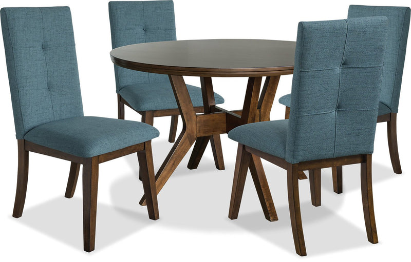 Walnut with Aqua Chairs