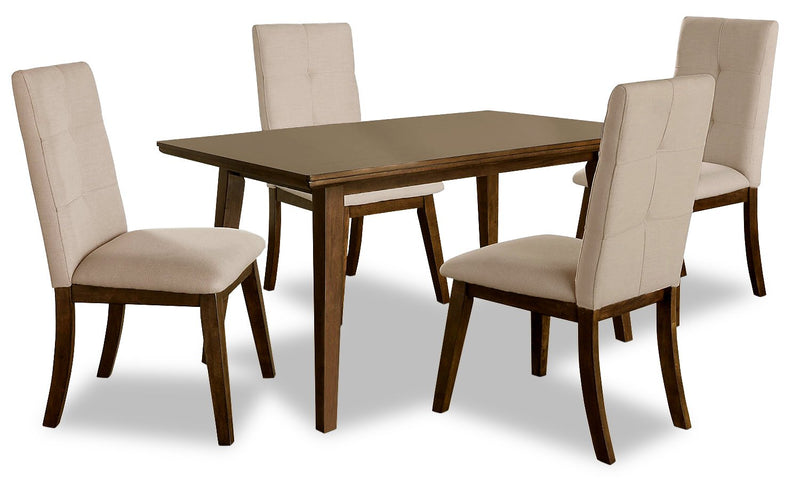 Walnut with Beige Chairs