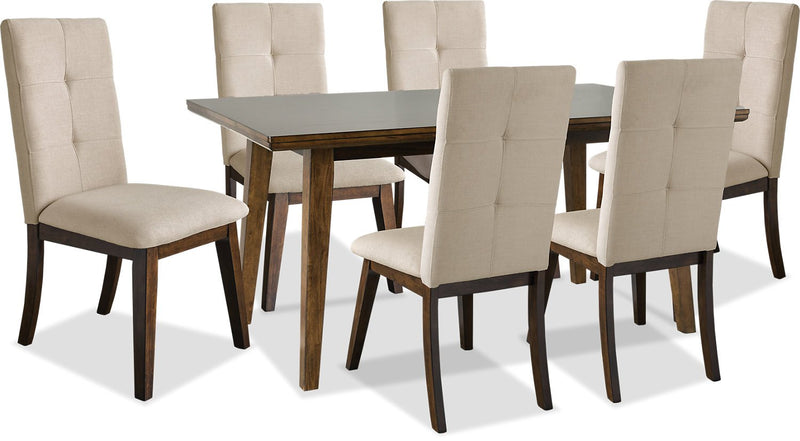 Walnut with Beige Chairs