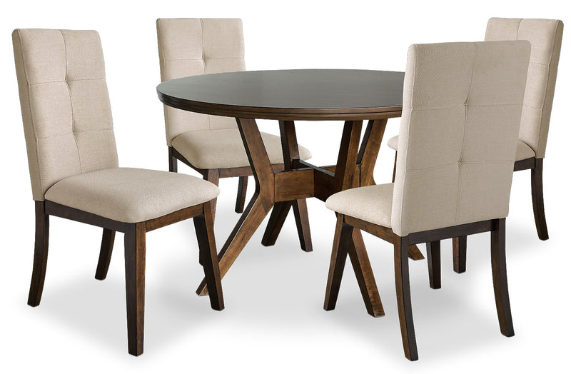 Walnut with Beige Chairs