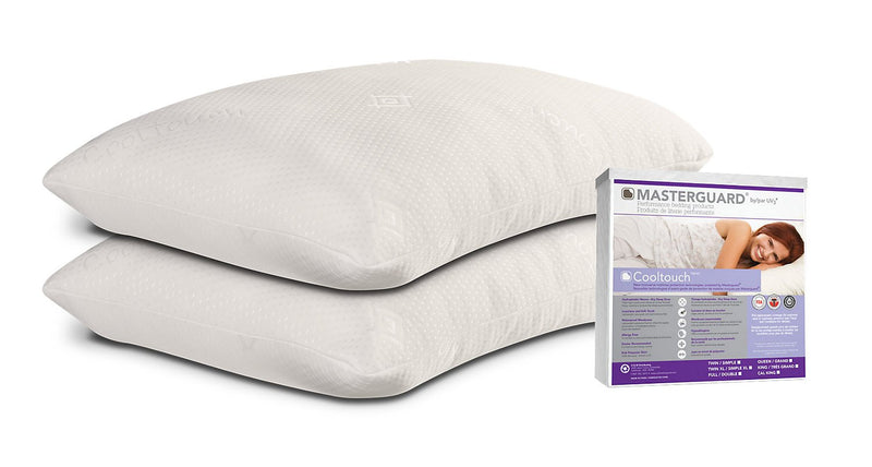 Masterguard® Cooltouch™ King Mattress Protector with 2 Queen Cooltouch Pillows