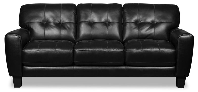 Cousteau Genuine Leather Sofa - Black