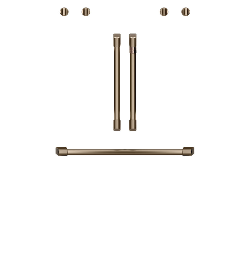 Café™ Brushed Bronze 2Pcs. French-Door Handles; 1Pc. 30" Handle; 4Pcs. Knobs Set - CXWDFHKPMBZ