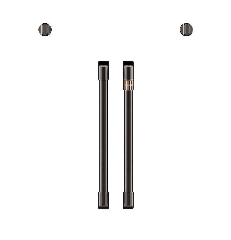 Café™ Brushed Black 2Pcs. French-Door Handles and 2Pcs. Knobs Set - CXWSFHKPMBT