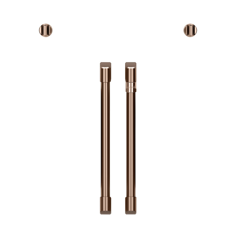 Café™ Brushed Copper 2Pcs. French-Door Handles and 2Pcs. Knobs - CXWSFHKPMCU