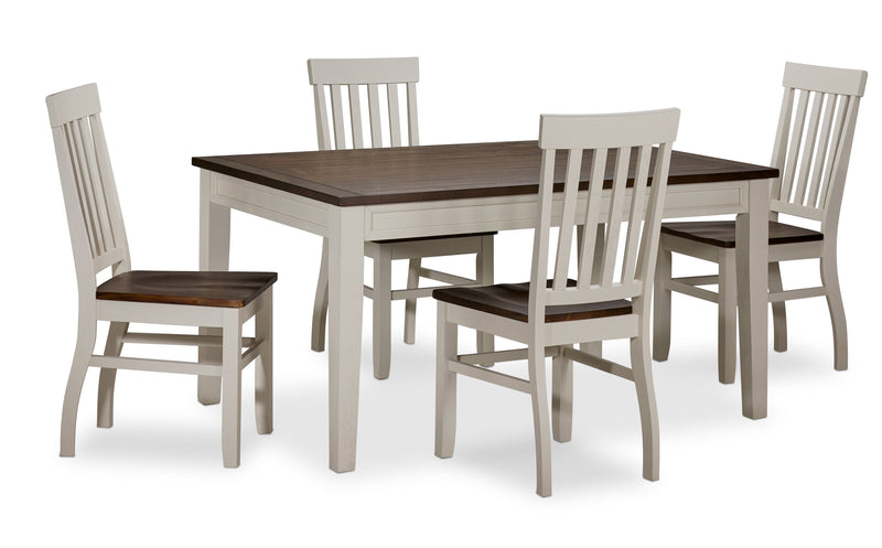 Rebecca 5-Piece Dining Set - Ivory/Driftwood