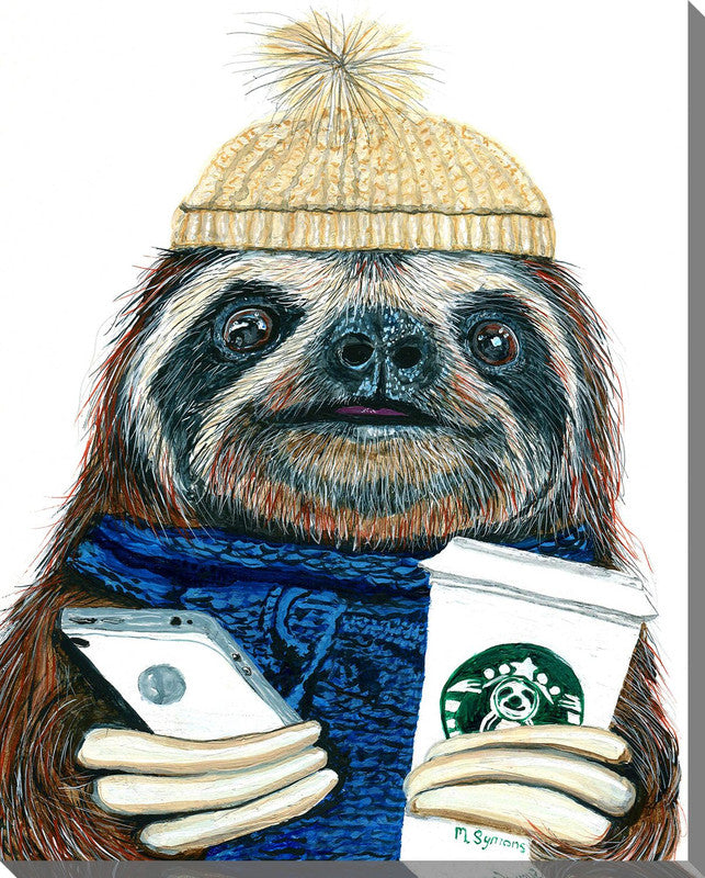 Millennial Sloth Canvas Wall Art - 30 X 45