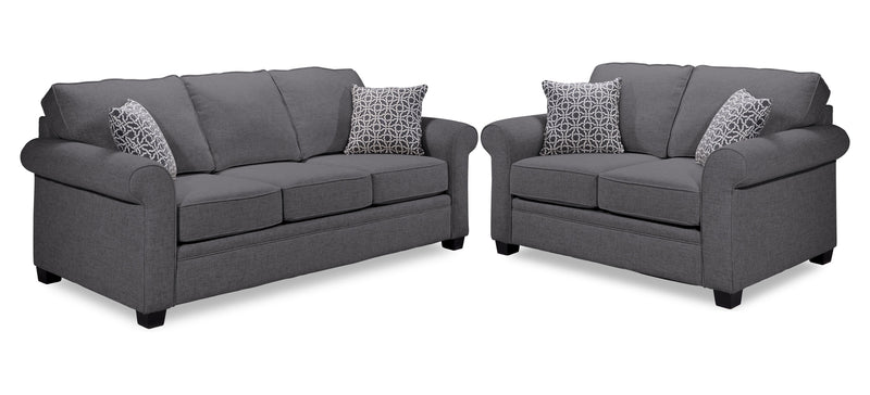 Rykneld Sofa and Loveseat Set - Charcoal