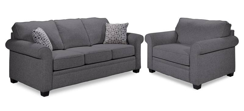 Rykneld Sofa and Chair Set - Charcoal