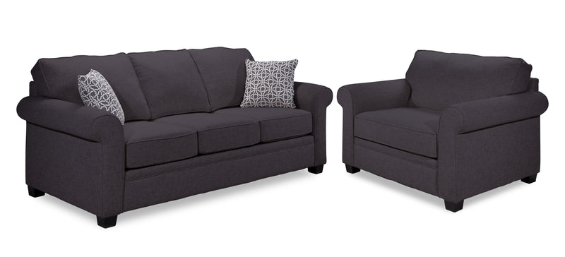 Rykneld Sofa and Chair Set - Midnight